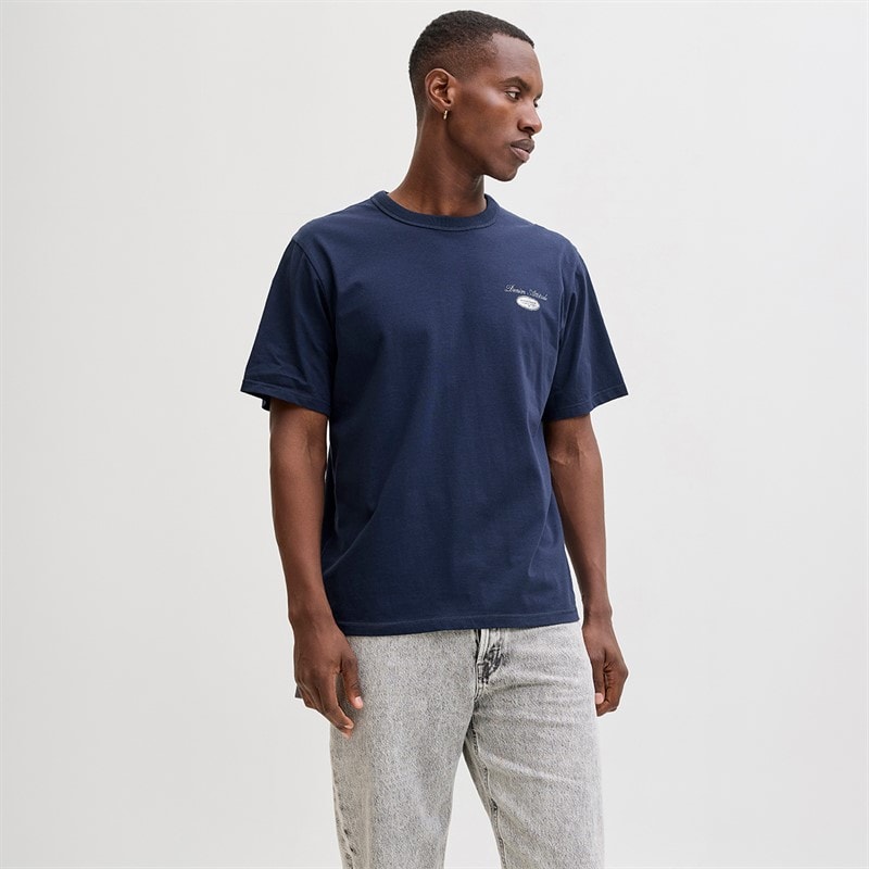 Mens Dover Graphic T-Shirt Navy Blazer - Image 2