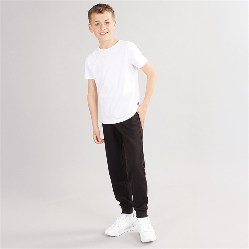 Boys Slim Fit Cuffed Fleece Jog Pants Black - Image 4