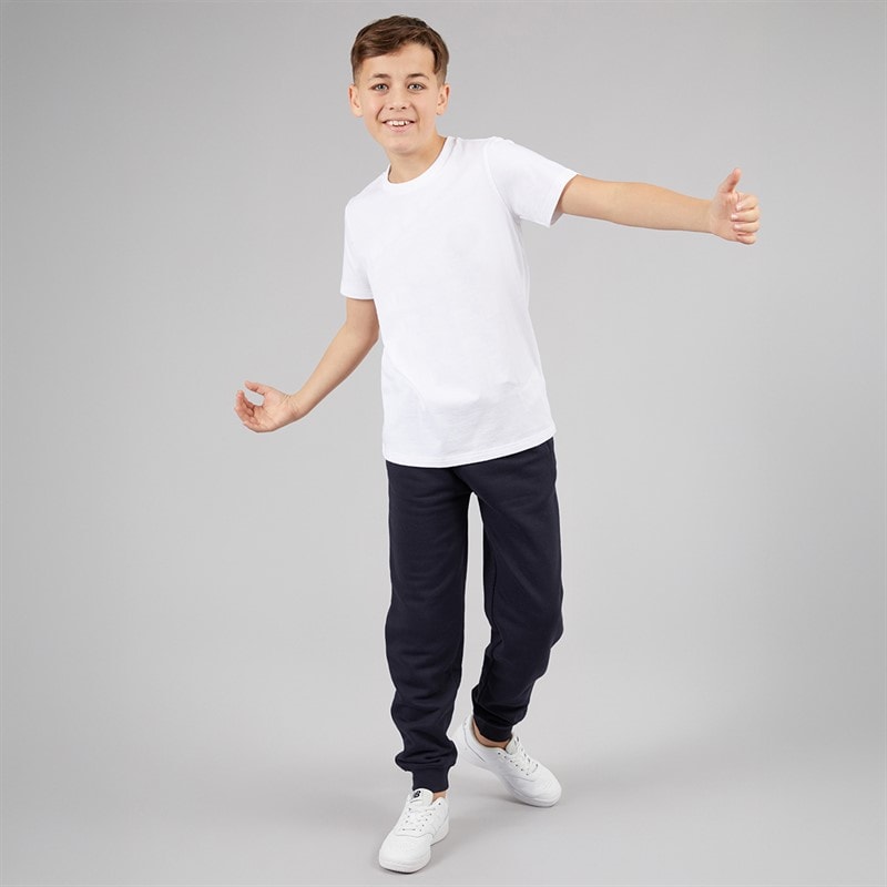 Boys Slim Fit Cuffed Fleece Jog Pants Navy - Image 3