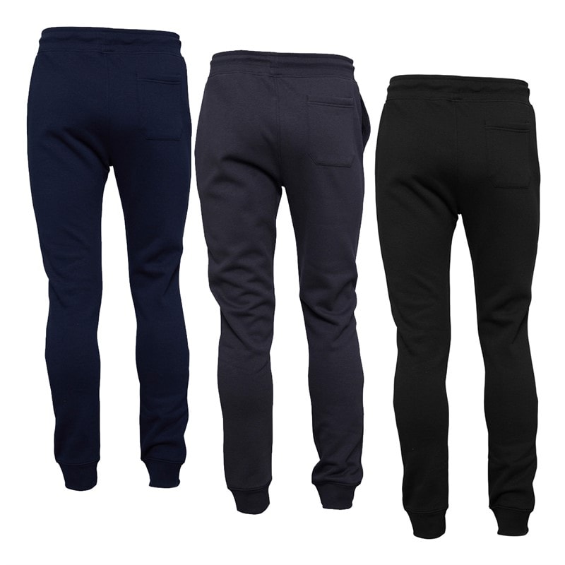 Mens Three Pack Regular Fit Cuffed Fleece Joggers Black/Navy/Magnet - Image 2