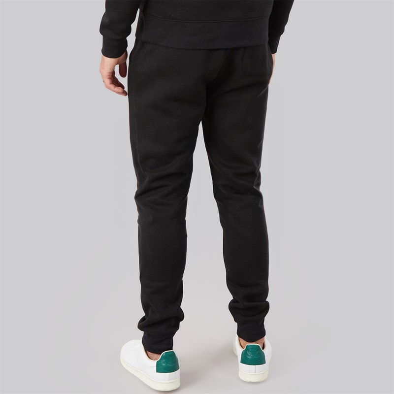 Mens Regular Fit Cuffed Fleece Joggers Black - Image 2