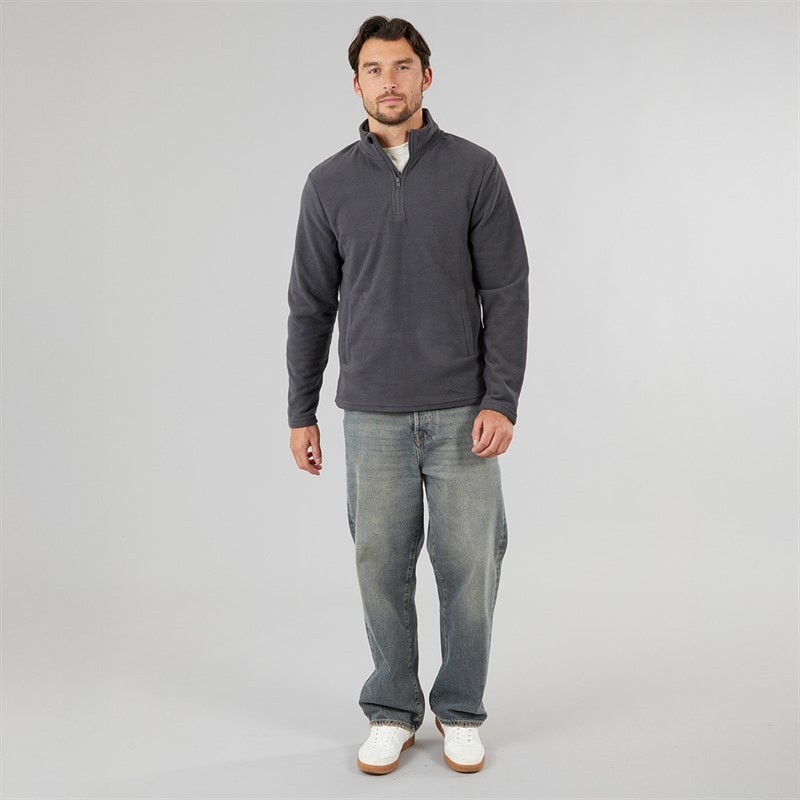 Mens 1/4 Zip Microfleece Top Charcoal - Image 3
