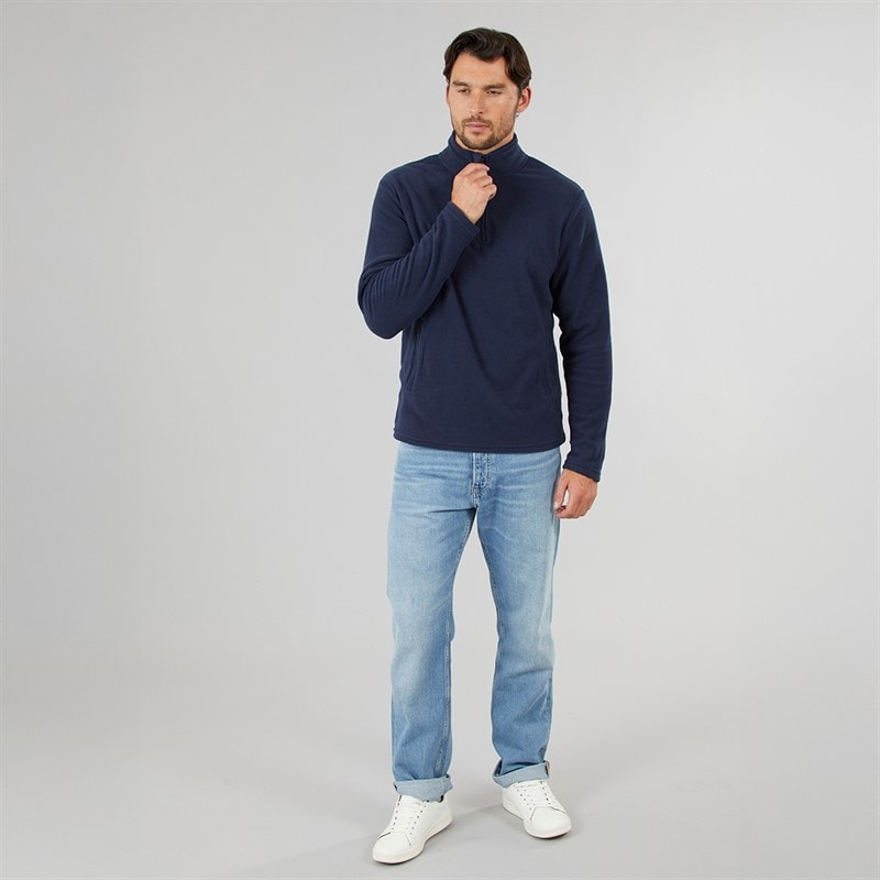 Mens 1/4 Zip Microfleece Top Navy - Image 3