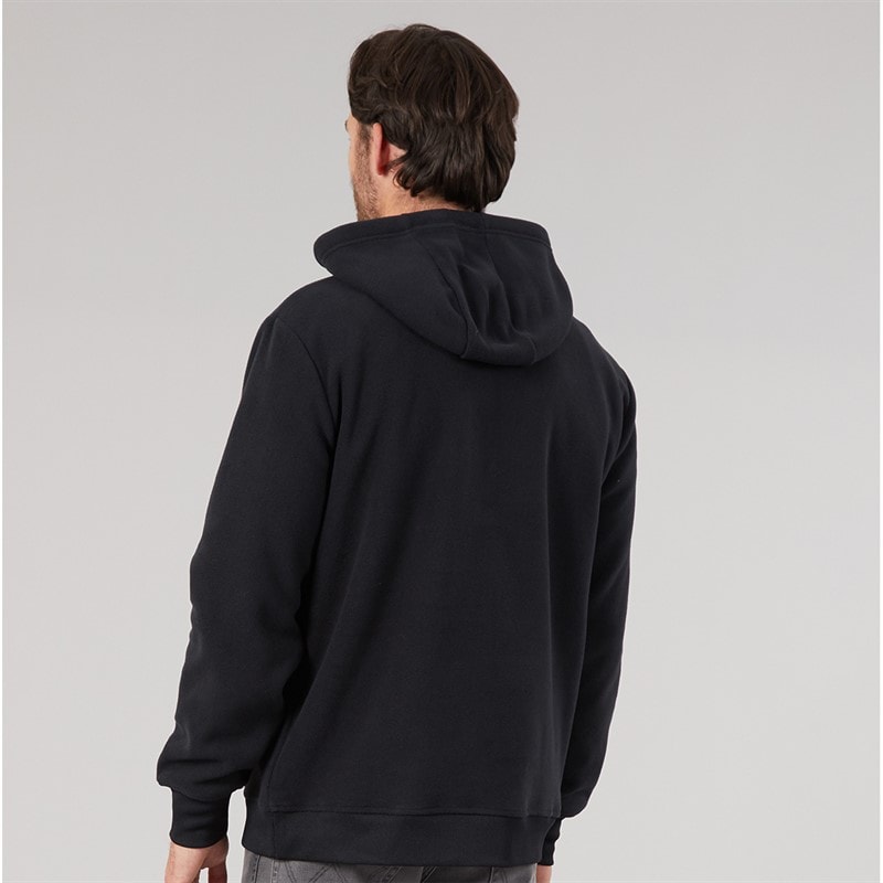 Mens Polar Fleece Hoodie Black - Image 2