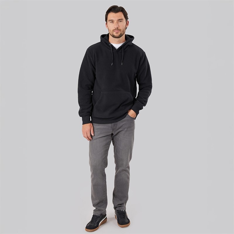 Mens Polar Fleece Hoodie Black - Image 3