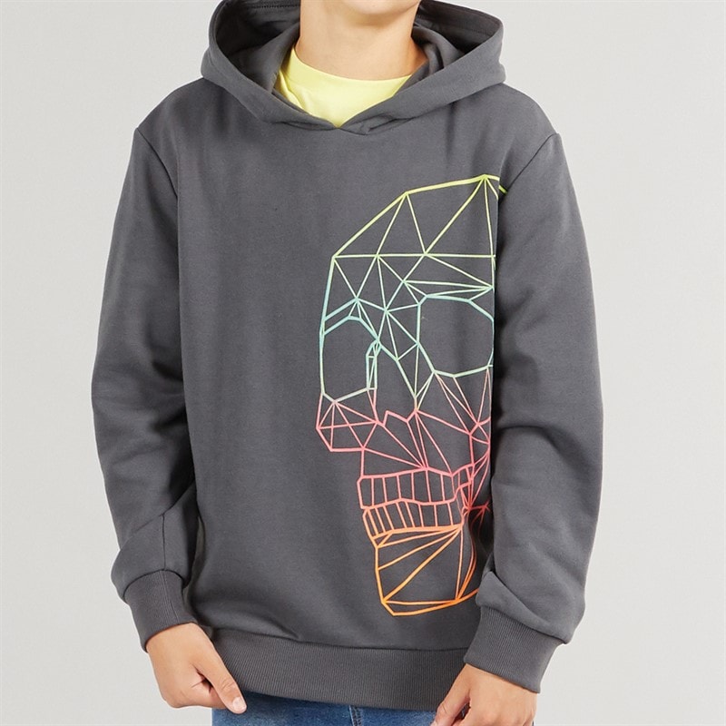 Boys Skull Hoodie Grey - Image 3