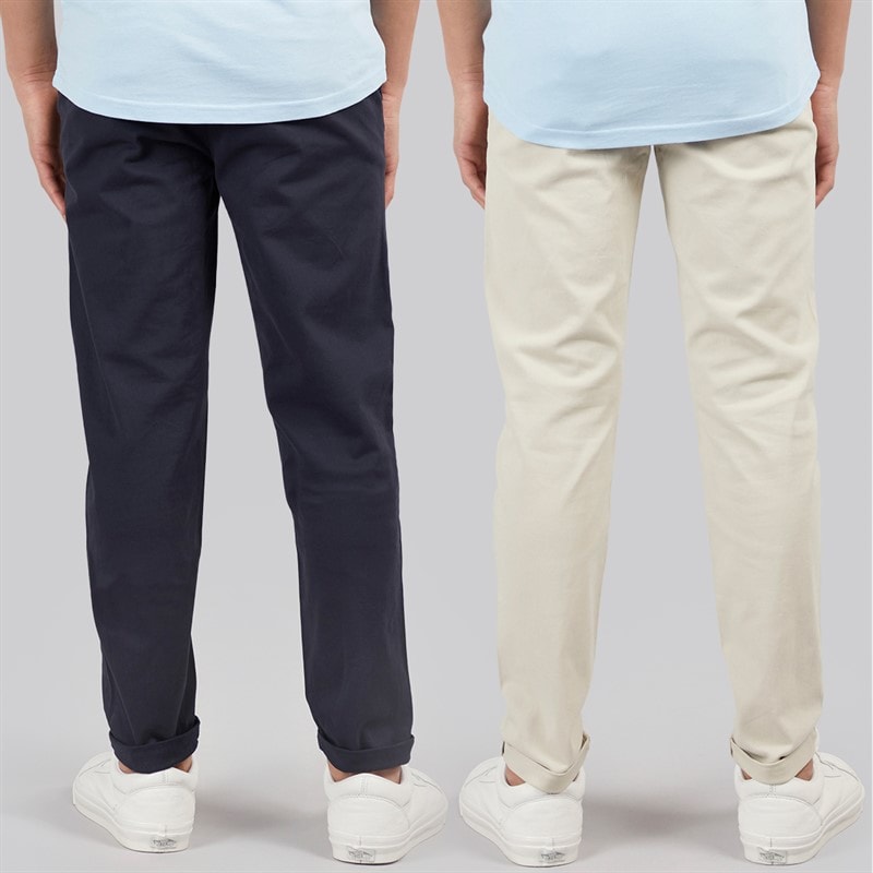 Boys Two Pack Chino Trousers Navy/Stone - Image 2