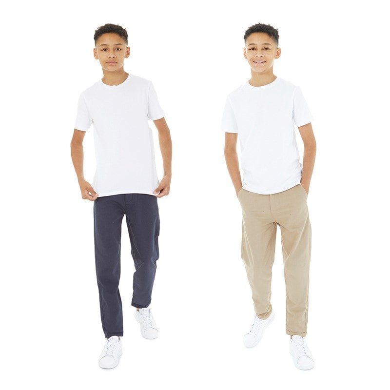 Boys Two Pack Chino Trousers Navy/Stone - Image 3