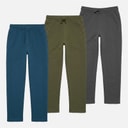 Mens Three Pack Open Hem Joggers Denim Blue/Khaki/Magnet