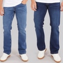 Mens Two Pack Bootcut Denim Jeans Dark Wash/Mid Wash