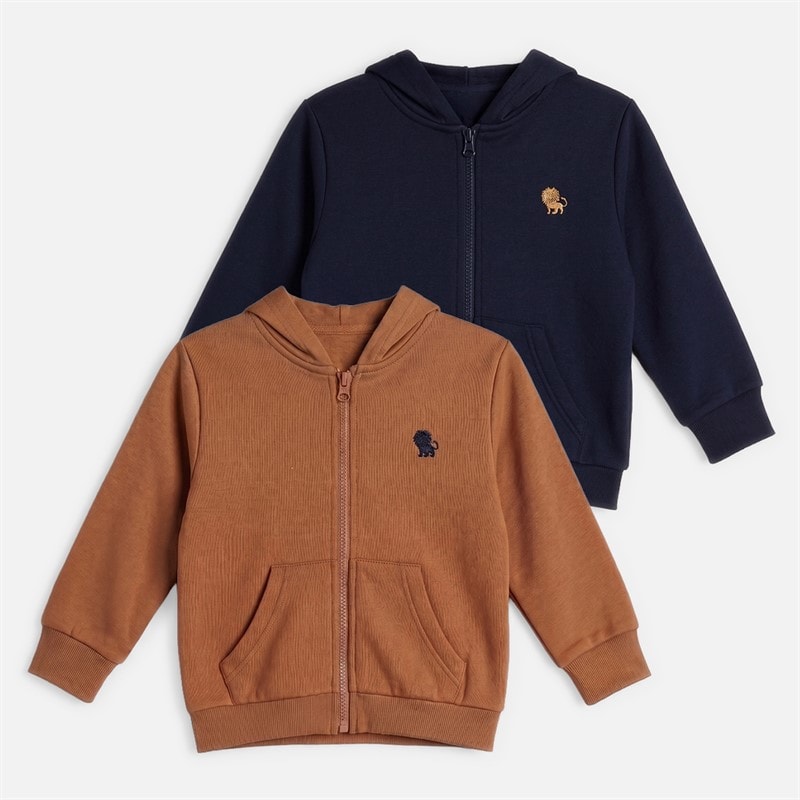 Boys Two Pack Zip Through Hoodies Pastry Shell/Navy Blazer - Image 1