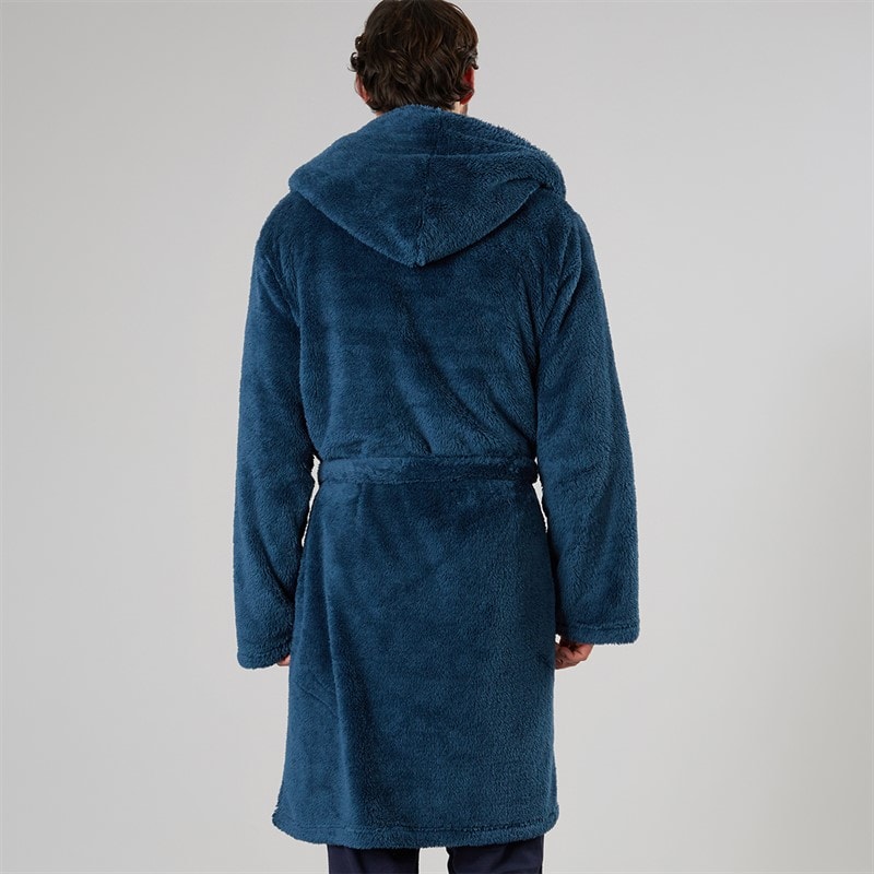 Mens Hooded Robe Petrol - Image 2