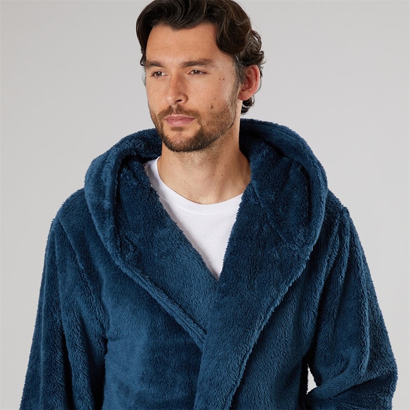 Mens Hooded Robe Petrol - Image 3