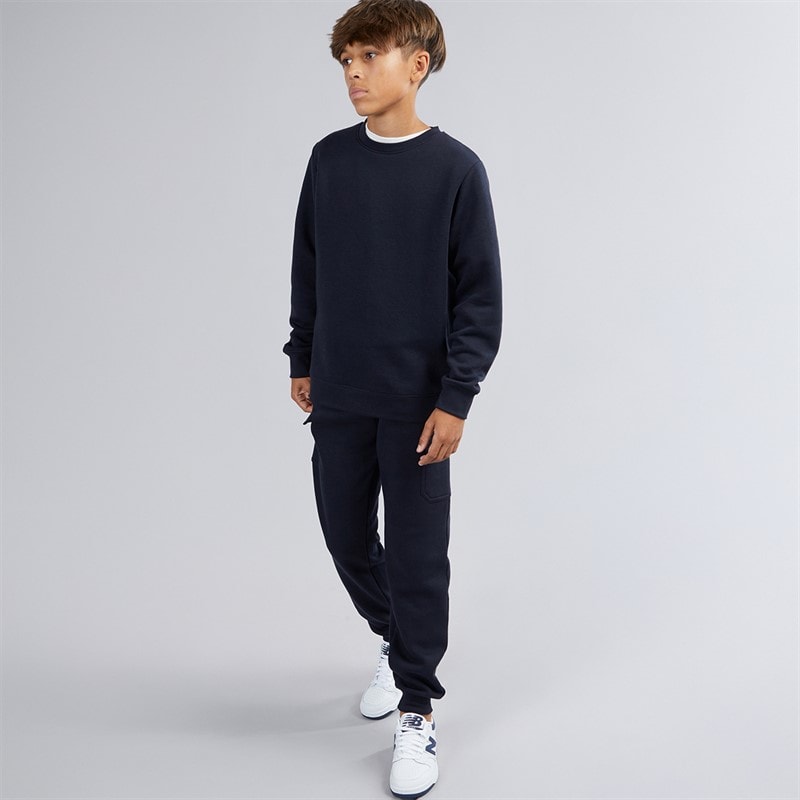 Boys Sweatshirt And Cargo Joggers Tracksuit Navy - Image 1