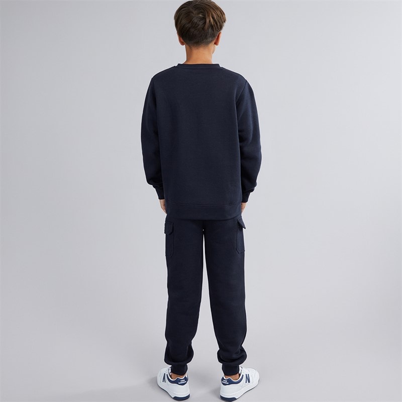 Boys Sweatshirt And Cargo Joggers Tracksuit Navy - Image 2