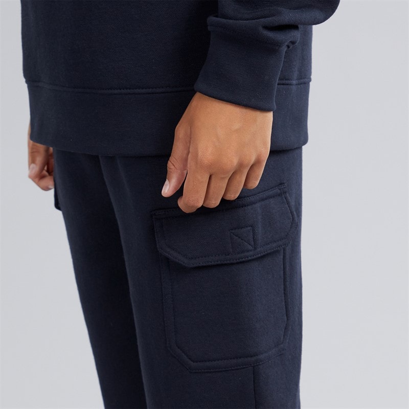 Boys Sweatshirt And Cargo Joggers Tracksuit Navy - Image 3