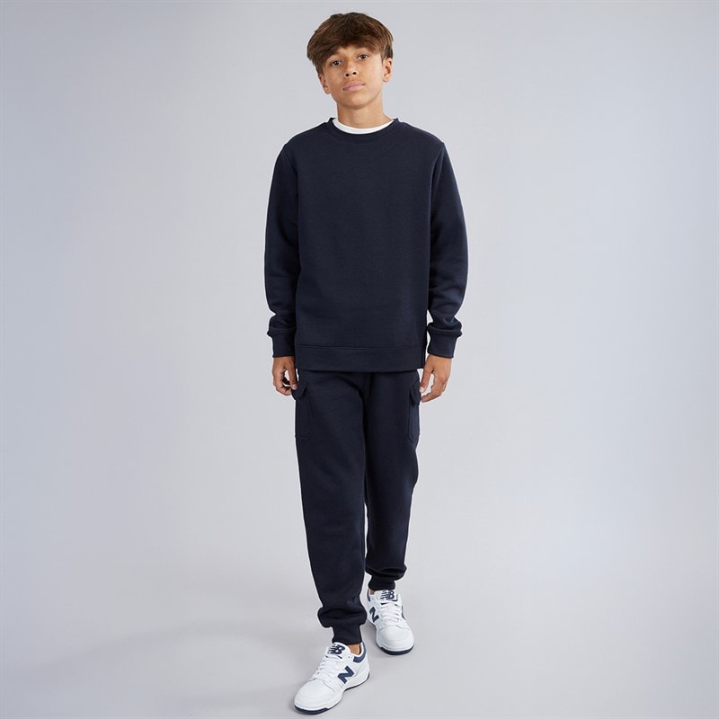 Boys Sweatshirt And Cargo Joggers Tracksuit Navy - Image 4