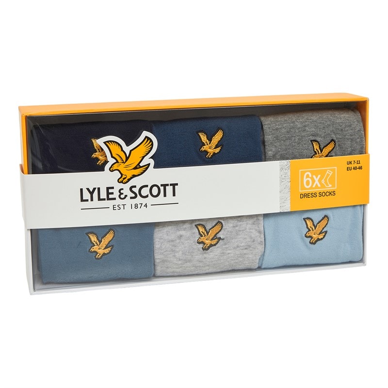Mens Victor Six Pack Crew Socks Peacoat/Dark Demin/Grey Marl/Blue Horizon/Light Grey Marl/Chambray Blue - Image 2