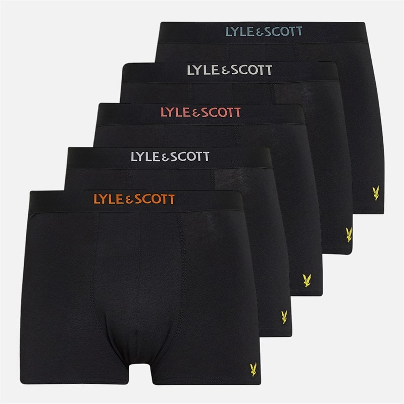 Lyle And Scott Vintage Mens Henrick Five Pack Boxer Trunks Black Multi