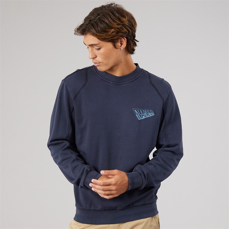Mens Aren Crew Sweatshirt Blue Marine - Image 2