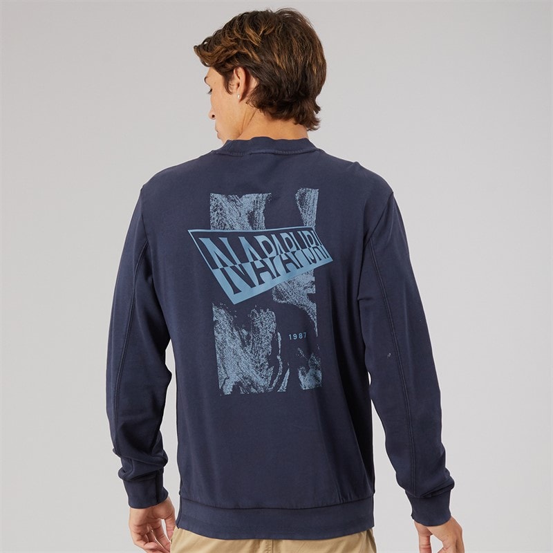 Mens Aren Crew Sweatshirt Blue Marine - Image 3
