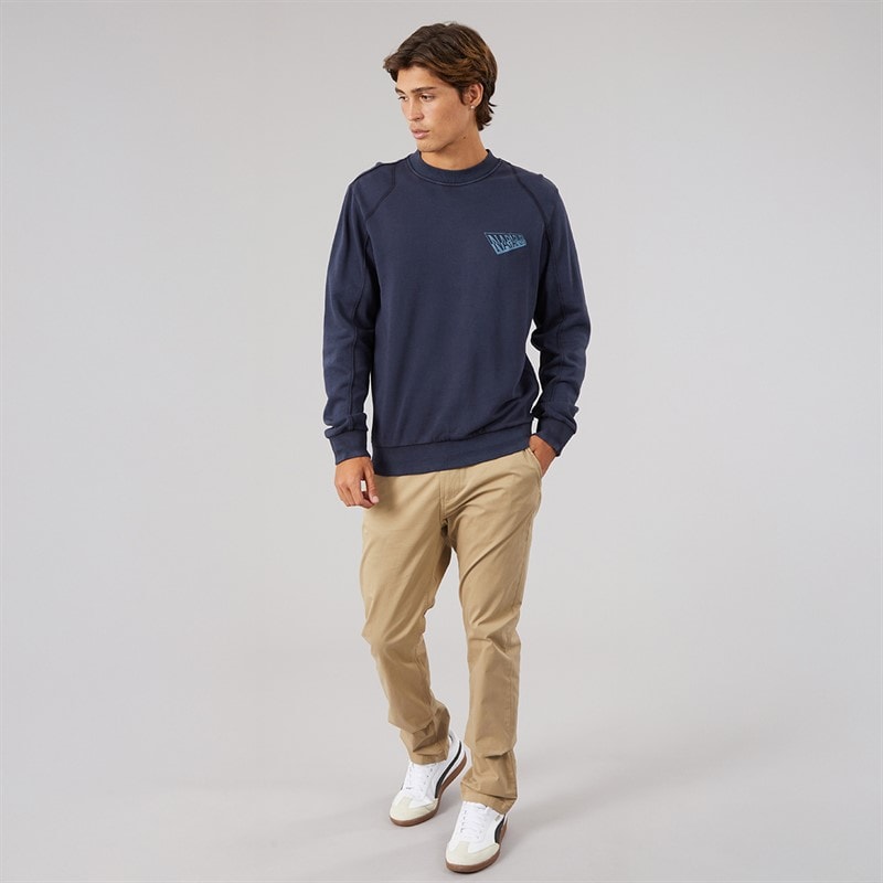 Mens Aren Crew Sweatshirt Blue Marine - Image 4
