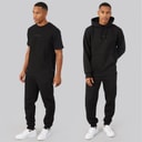 Mens Dinall Three Pack Hoodie T-Shirt And Joggers Set Black