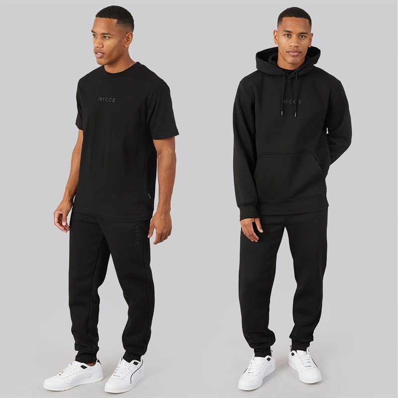 Mens Dinall Three Pack Hoodie T-Shirt And Joggers Set Black - Image 1