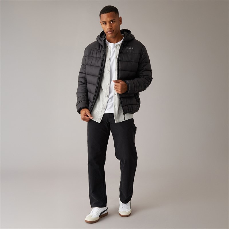 Mens Charing Zip Through Padded Coat Black - Image 4