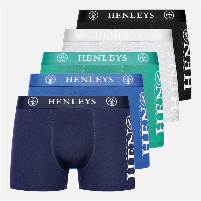 Mens Kelmack Five Pack Boxers Black/Peacoat/Blue/Grey Marl/Green - Image 1