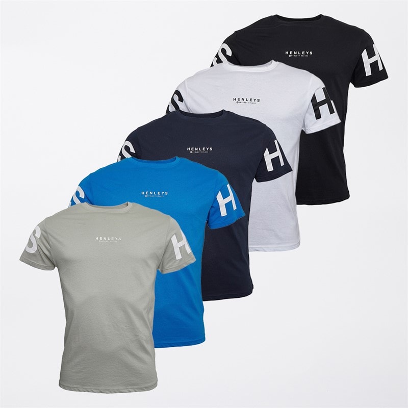 Mens Hensleeve Five Pack T-Shirts Assorted - Image 1