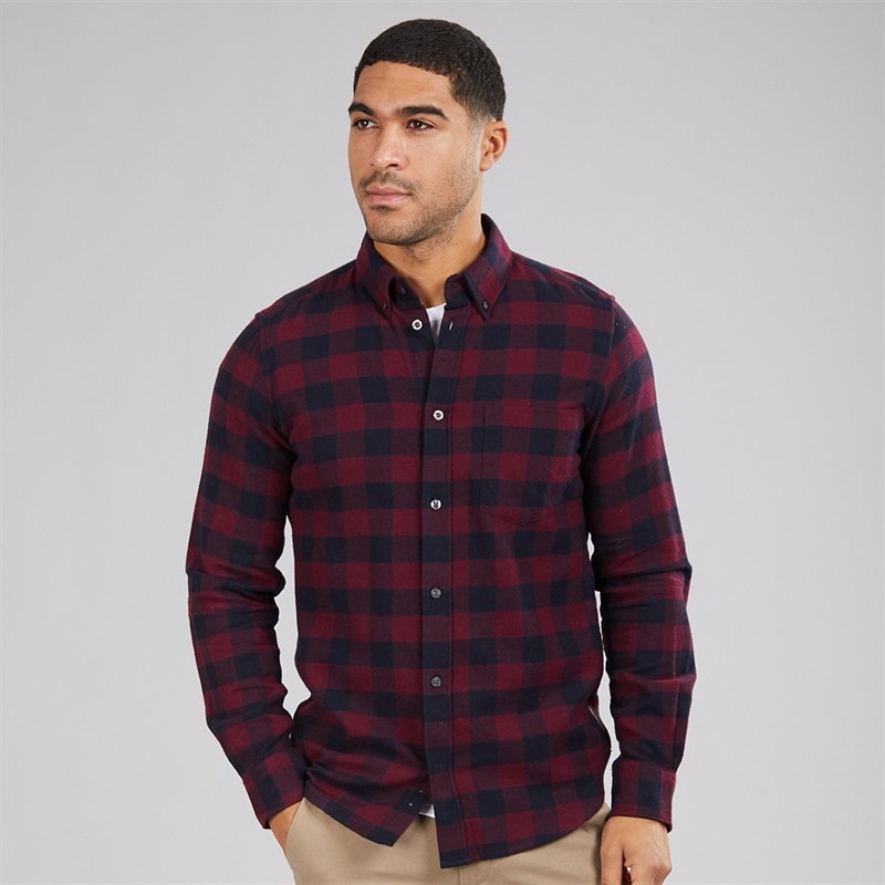 Mens Large Gingham Flannel Check Long Sleeve Shirt Chateaux/Marine - Image 3