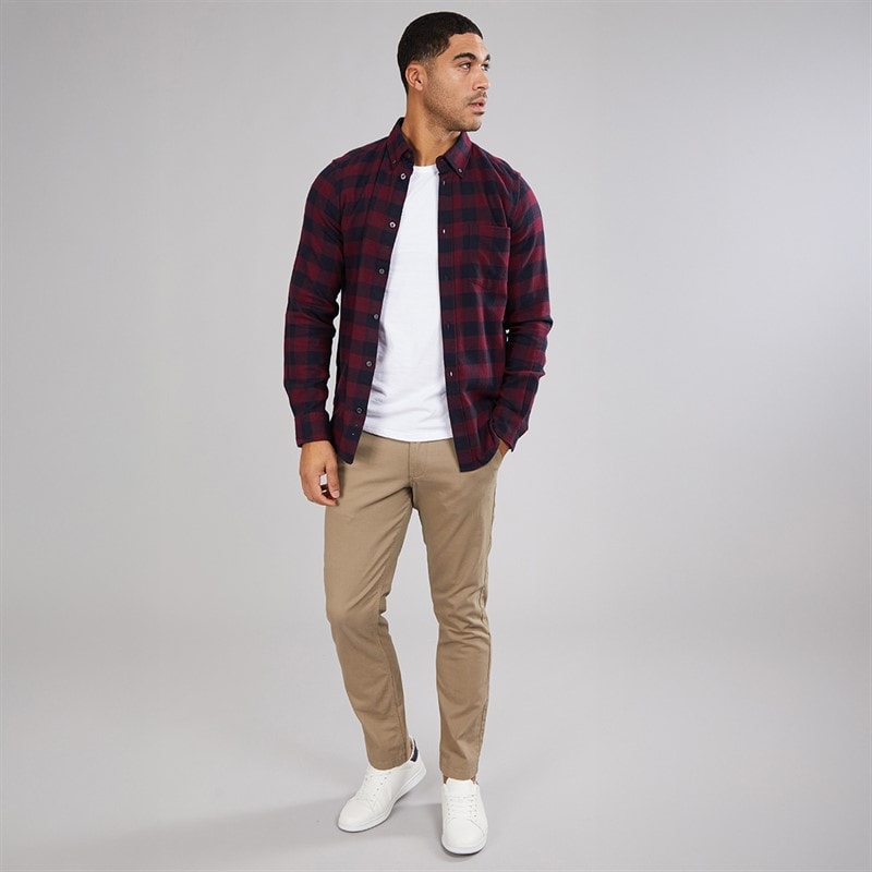 Mens Large Gingham Flannel Check Long Sleeve Shirt Chateaux/Marine - Image 4