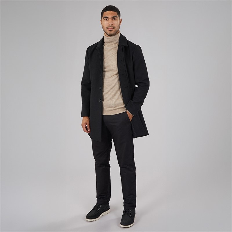 Mens SB Collar Wool Coat Black - Image 4