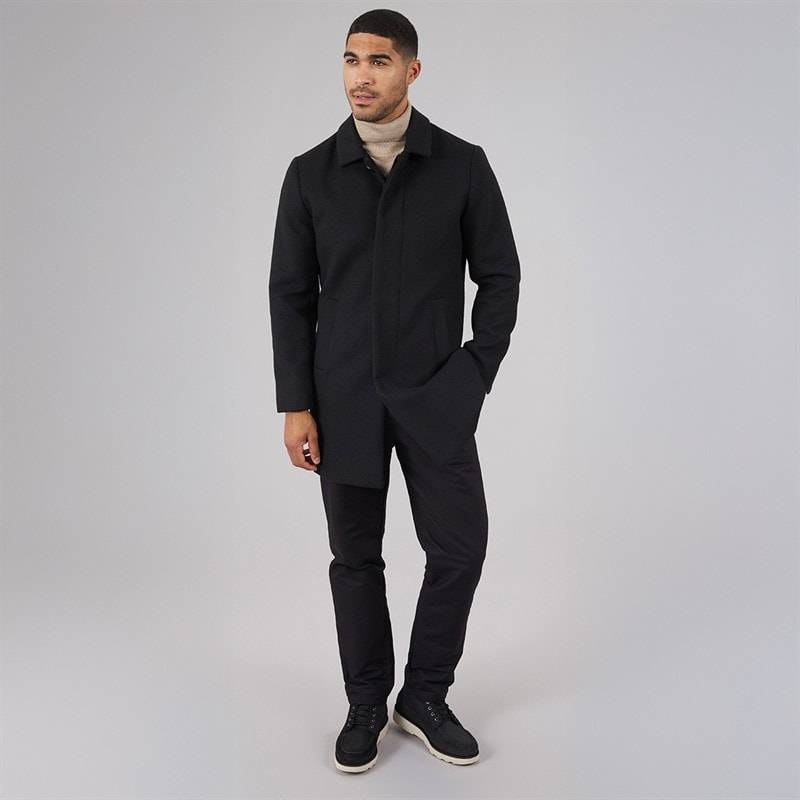 Mens SB Collar Wool Coat Black - Image 5