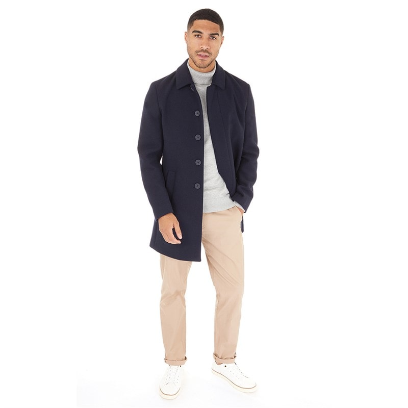 Mens SB Collar Wool Coat Marine - Image 3
