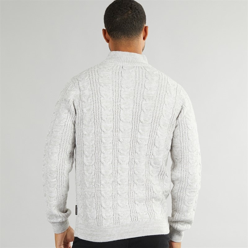 Mens 1/2 Zip Wool Jumper Ecru Mel - Image 3