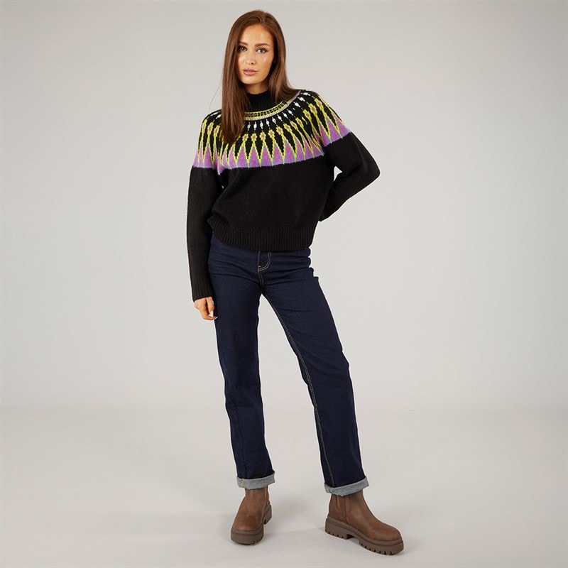 Womens Fairisle Jumper Black - Image 4