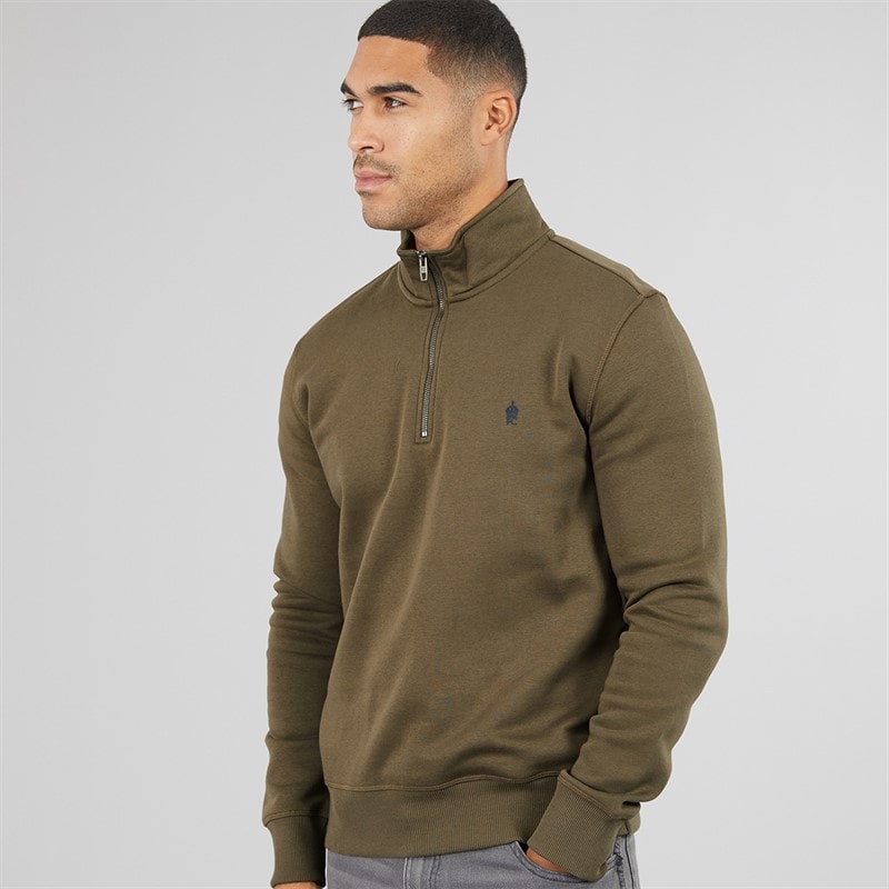 Mens FC 1/2 Zip Sweatshirt Khaki - Image 3