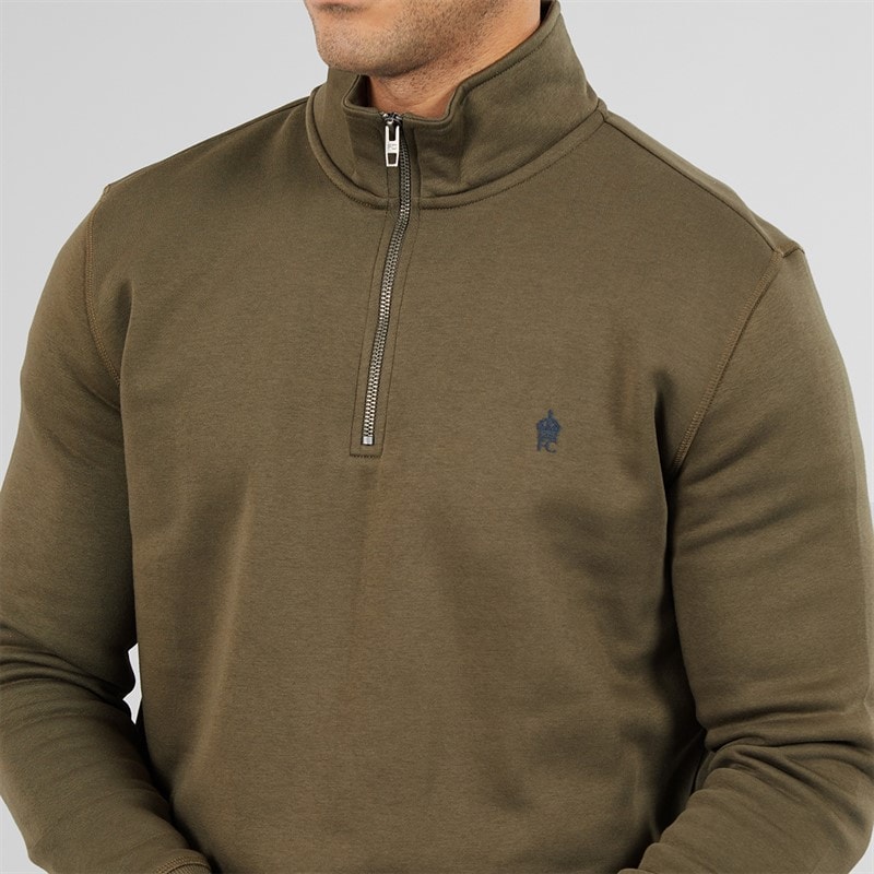 Mens FC 1/2 Zip Sweatshirt Khaki - Image 5