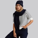 Womens Cable Scarf And Beanie Set Midnight/Paradise Blue