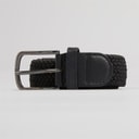 Mens Woven Elastic Belt Black/Black Leather 2