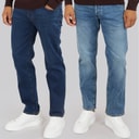 Mens FCUK Two Pack Regular Fit Jeans Ind50 - Midwash/Ind55 - Stonewash