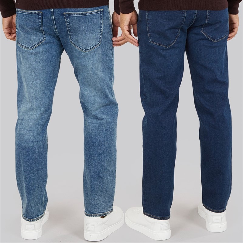 Mens FCUK Two Pack Regular Fit Jeans Ind50 - Midwash/Ind55 - Stonewash - Image 2