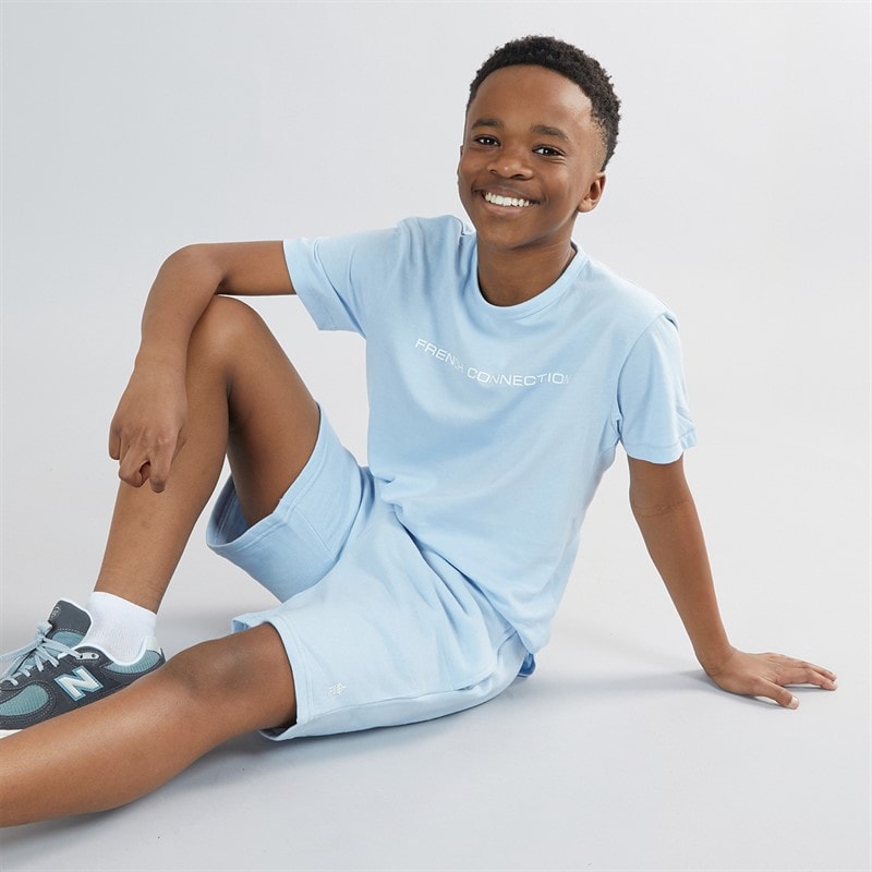 Boys T-Shirt And Shorts Set Light Blue Mel/White - Image 1