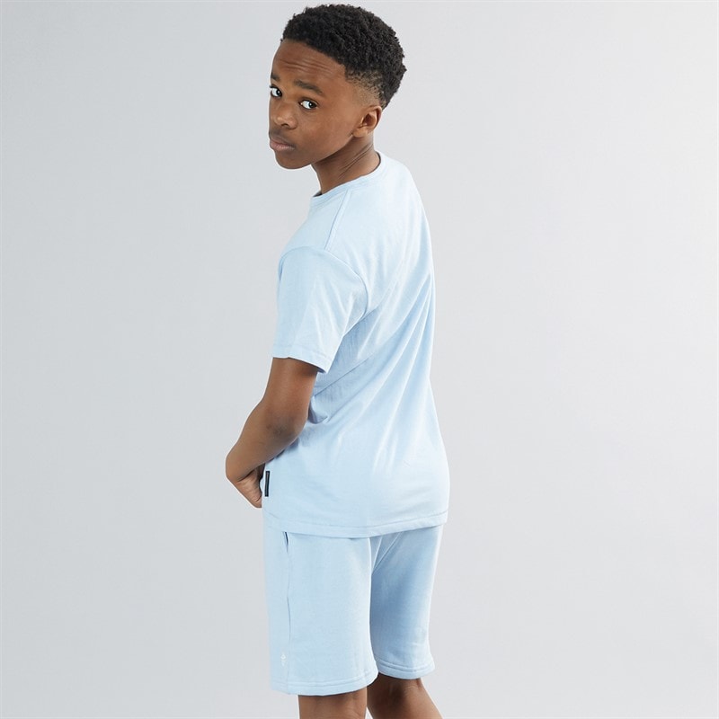 Boys T-Shirt And Shorts Set Light Blue Mel/White - Image 2