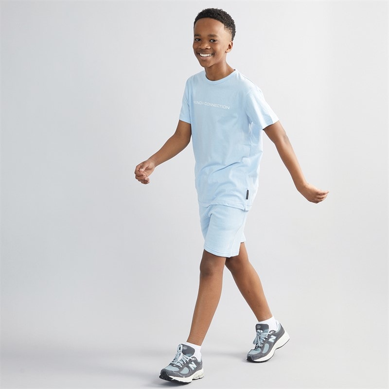 Boys T-Shirt And Shorts Set Light Blue Mel/White - Image 3