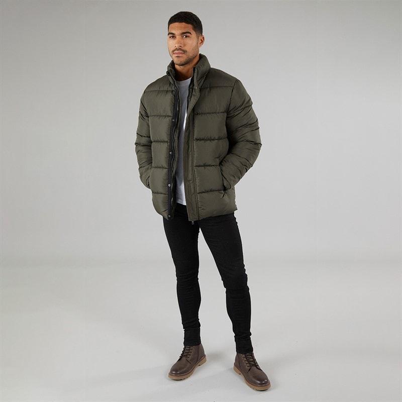 Mens Row Mid Fleece Jacket Khaki - Image 4