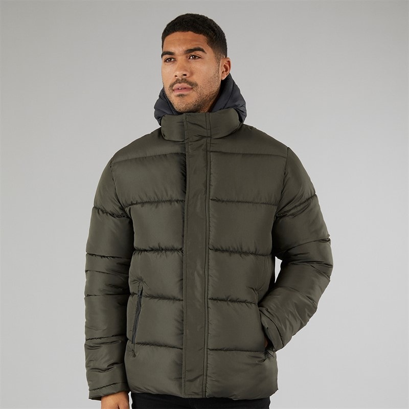Mens Row Mid Fleece Jacket Khaki - Image 5