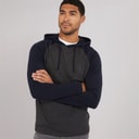 Mens Raglan Hooded Top Charcoal/Marine